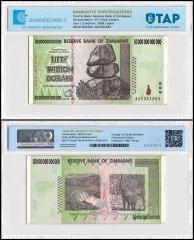 Zimbabwe 50 Trillion Dollars Banknote, 2008, AA, P-90, Used, TAP Authenticated