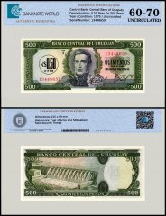 Uruguay 0.50 Nuevo Peso On 500 Pesos Banknote, 1975 ND, P-54, UNC, TAP 60-70 Authenticated