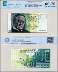 Finland 20 Markkaa Banknote, 1993, P-122a.2, UNC, TAP 60-70 Authenticated