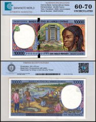Central African States - Congo 10,000 Francs Banknote, 2000, P-105Cf, UNC, TAP 60-70 Authenticated