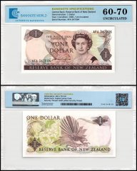 New Zealand 1 Dollar Banknote, 1981-1992 ND, P-169a, UNC, TAP 60-70 Authenticated