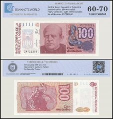 Argentina 100 Australes Banknote, 1985-1990 ND, P-327c, UNC, TAP 60-70 Authenticated