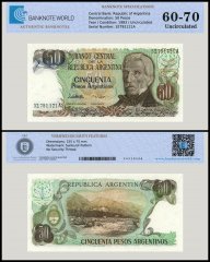 Argentina 50 Pesos Argentinos Banknote, 1983-1985 ND, P-314a.2, UNC, TAP 60-70 Authenticated
