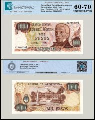 Argentina 1,000 Pesos Banknote, 1976-1983 ND, P-304b.2, UNC, TAP 60-70 Authenticated