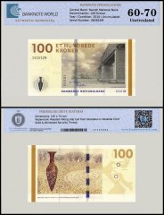 Denmark 100 Kroner Banknote, 2010, P-66b.1, UNC, TAP 60-70 Authenticated