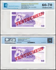 De La Rue Garny 10 Test Note 1980-1984 ND, UNC, TESTSCHEIN, Germany Federal Republic, TAP 60-70 Authenticated