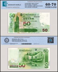 Hong Kong - Bank of China 50 Dollars Banknote, 2007, P-336d, UNC, TAP 60-70 Authenticated