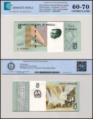 Angola 5 Kwanzas Banknote, 2012, P-151A, UNC, Solid Serial #YA8888888, TAP 60-70 Authenticated