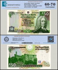 Scotland 50 Pounds Banknote, 2005, P-367, UNC, TAP 60-70 Authenticated
