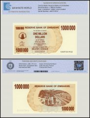 Zimbabwe 1 Million Dollars Bearer Cheque, 2008, P-53, UNC, TAP Authenticated