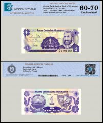 Nicaragua 1 Centavo De Cordoba Banknote, 1991 ND, P-167, UNC, TAP 60-70 Authenticated