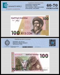 Kyrgyzstan 100 Som Banknote, 1994 ND, P-12, UNC, TAP 60-70 Authenticated