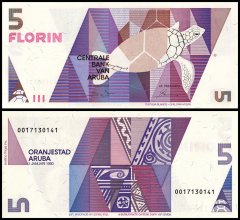 Aruba 5 Florin Banknote, 1990, P-6, UNC