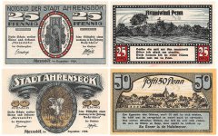 Ahrensboek 25-50 Pfennig 2 Pieces Notgeld Set, 1920, Mehl #6.1, UNC
