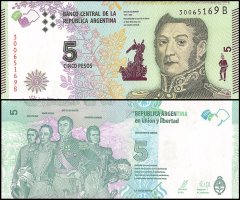 Argentina 5 Pesos Banknote, 2015, P-359, UNC