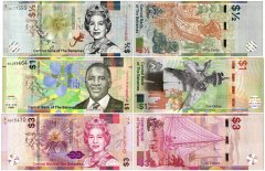 Bahamas 50 Cents - 3 Dollars 3 Pieces Full Banknote Set, 2017-2019, P-A77-78, UNC