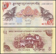 Bhutan 5 Ngultrum Banknote, 2011, P-28b, UNC