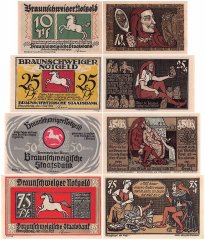Braunschweig 10-75 Pfennig 4 Pieces Notgeld Set, 1921, Mehl #155.1, UNC