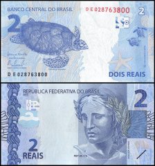 Brazil 2 Reais Banknote, 2010 - 2016, P-252c, UNC