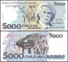 Brazil 5,000 Cruzeiros Banknote, 1993, P-232c, UNC