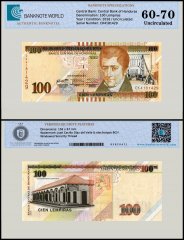 Honduras 100 Lempiras Banknote, 2016, P-102c, UNC, TAP 60-70 Authenticated