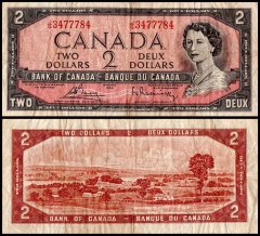 Canada 2 Dollars Banknote, 1954, P-76c, Used