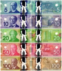 Canada 5-100 Dollars 5 Pieces Banknote Set, 2011-2013, P-106-110, UNC, Polymer