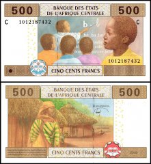 Central African States - Chad 500 Francs Banknote, 2002, P-606Ce, UNC