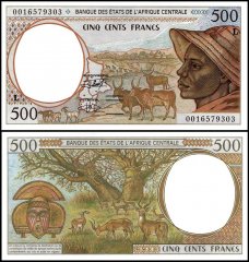 Central African States - Gabon 500 Francs Banknote, 2000, P-401Lg, UNC