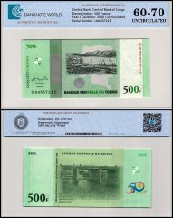 Congo Democratic Republic 500 Francs Banknote, 2010, P-100, UNC, Commemorative, TAP 60-70 Authenticated