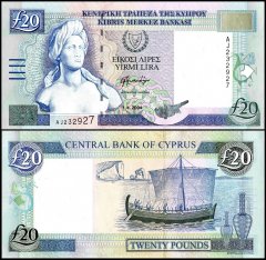 Cyprus 20 Pounds Banknote, 2004, P-63c, UNC