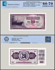 Yugoslavia 20 Dinara Banknote, 1978, P-88a, UNC, TAP 60-70 Authenticated