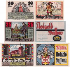 Dassow in Mecklenburg 10-50 Pfennig 3 Pieces Notgeld Set, 1921 ND, Mehl #260.2, UNC