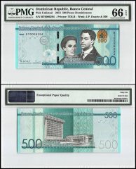 Dominican Republic 500 Pesos Dominicanos, 2015, P-192b, PMG 66
