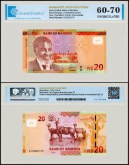 Namibia 20 Namibia Dollars Banknote, 2018, P-17a.2, UNC, TAP 60-70 Authenticated