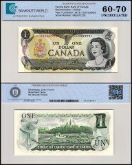 Canada 1 Dollar Banknote, 1973, P-85b, UNC, TAP 60-70 Authenticated
