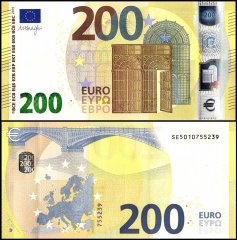 European Union - Italy 200 Euro Banknote, 2019, P-25s, UNC, Prefix S