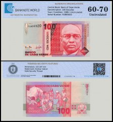 Cape Verde 100 Escudos Banknote, 1989, P-57, UNC, TAP 60-70 Authenticated