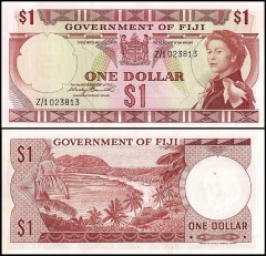 Fiji 1 Dollar Banknote, 1971, P-65a, UNC, Replacement, Queen Elizabeth, Signature Wesley Barret