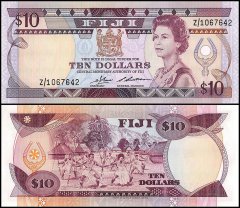 Fiji 10 Dollars Banknote, 1986, P-84a, UNC, Replacement, Queen Elizabeth II, Sig. D. J. Barnes & S. Siwatibau
