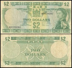 Fiji 2 Dollars Banknote, 1974 ND, P-72c, Used