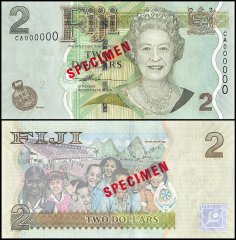 Fiji 2 Dollars Banknote, 2007 ND, P-109as1, UNC, Specimen