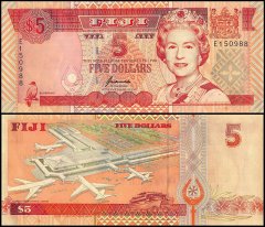Fiji 5 Dollars Banknote, 1996, P-97a, UNC, Queen Elizabeth II - QEII, Nadi International Airport