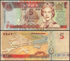 Fiji 5 Dollars Banknote, 1998, P-101a, UNC, Queen Elizabeth II, Signature J. Kuabuabola