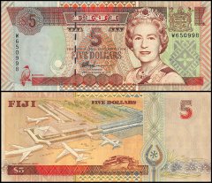 Fiji 5 Dollars Banknote, 1998, P-101b, UNC, Queen Elizabeth II, Sig. Savenaca Naube