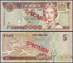 Fiji 5 Dollars Banknote, 2002 ND, P-105as, UNC, Specimen