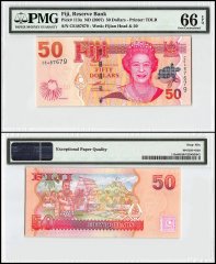 Fiji 50 Dollars, 2007, P-113a, Fijian Head, Queen Elizabeth II, PMG 66