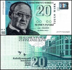 Finland 20 Markkaa Banknote, 1993, P-123a.7, UNC
