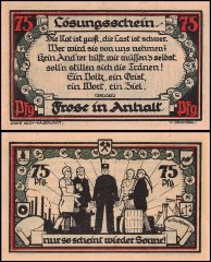 Frose in Anhalt 75 Pfennig Notgeld, 1922 ND, Mehl #398.5, UNC