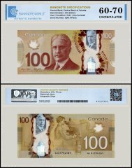 Canada 100 Dollars Banknote, 2011, P-110c, UNC, Polymer, TAP 60-70 Authenticated